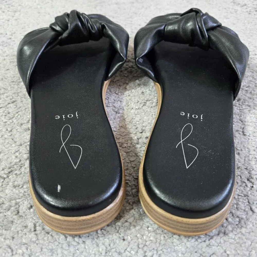 Joie Black Knot Slide Sandals Slip On Flats Dressy Neutral Vacation Whimsical